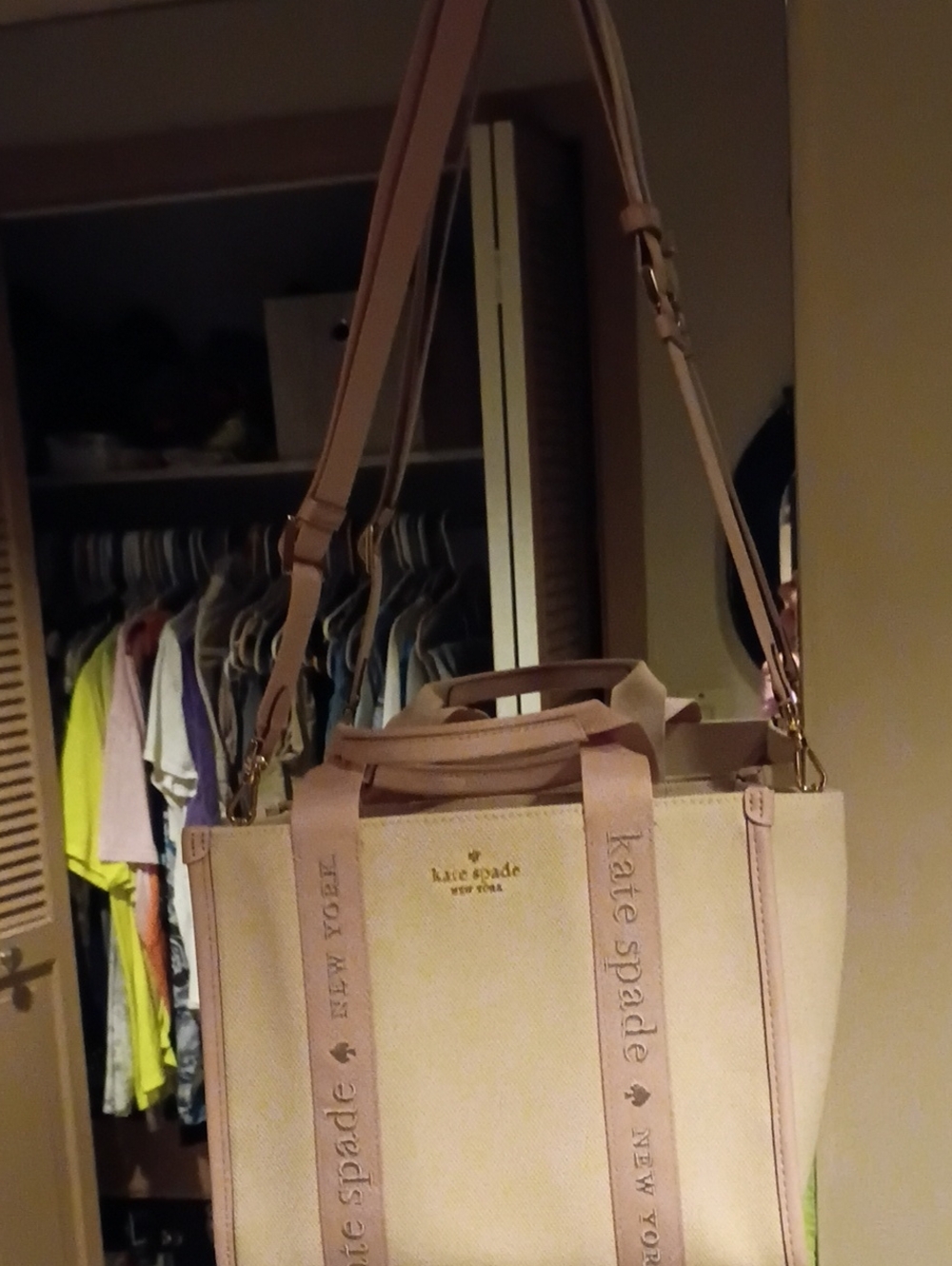 kate spade Blush Pink Canvas Tote with Adjustable Strap